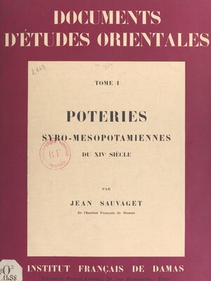 cover image of Poteries syro-mésopotamiennes du XIVe siècle (1)